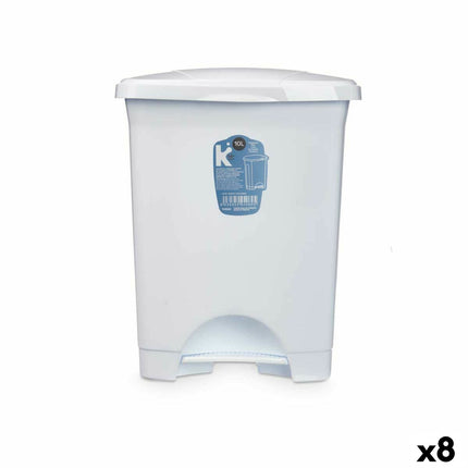 Bigbuy Home Pedaalemmer Wit Plastic 10 L (8 Stuks)