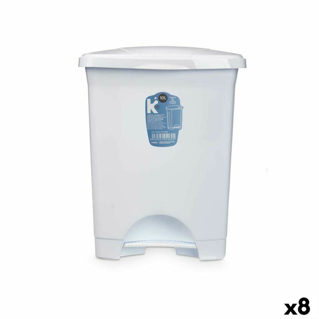 Bigbuy Home Pedaalemmer Wit Plastic 10 L (8 Stuks)