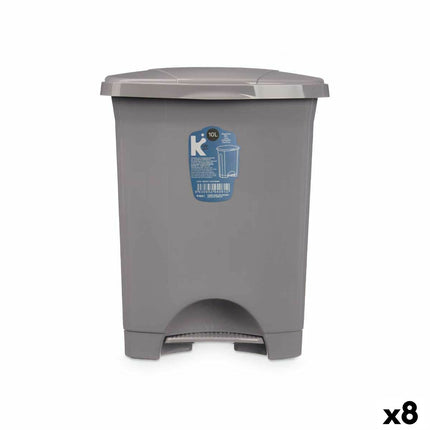 Bigbuy Home Pedaalemmer Grijs Plastic 10 L (8 Stuks)