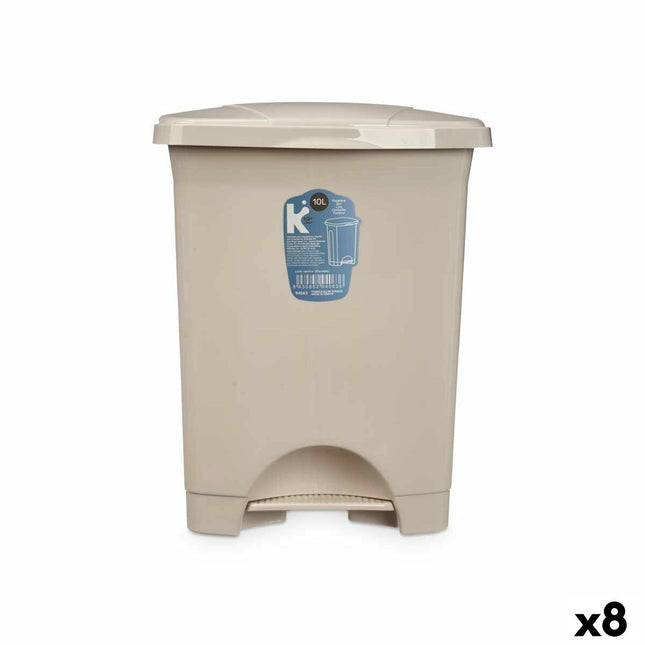 Bigbuy Home Pedaalemmer Beige Plastic 10 L (8 Stuks)