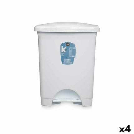 Bigbuy Home Pedaalemmer Wit Plastic 30 L (4 Stuks)