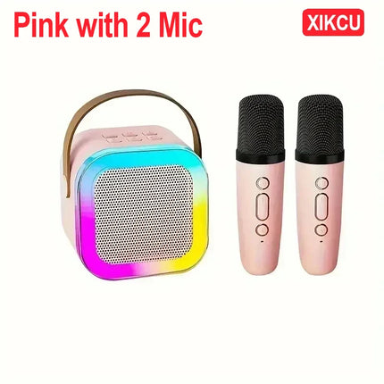 XIKCU Draagbare Karaoke Bluetooth 5.3 Luidsprekermachine PA-systeem met 2 draadloze microfoons