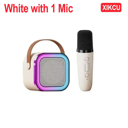 XIKCU Draagbare Karaoke Bluetooth 5.3 Luidsprekermachine PA-systeem met 2 draadloze microfoons