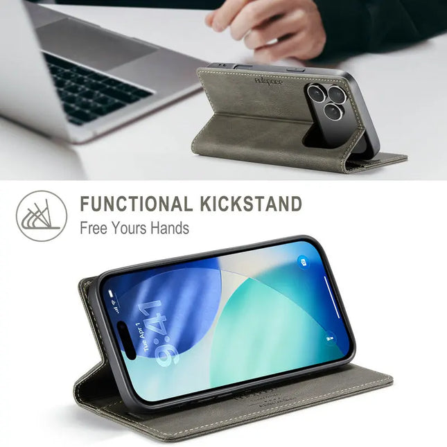 Flip Case Voor iPhone 17 Pro Max 5G Lederen Magnetische Cover